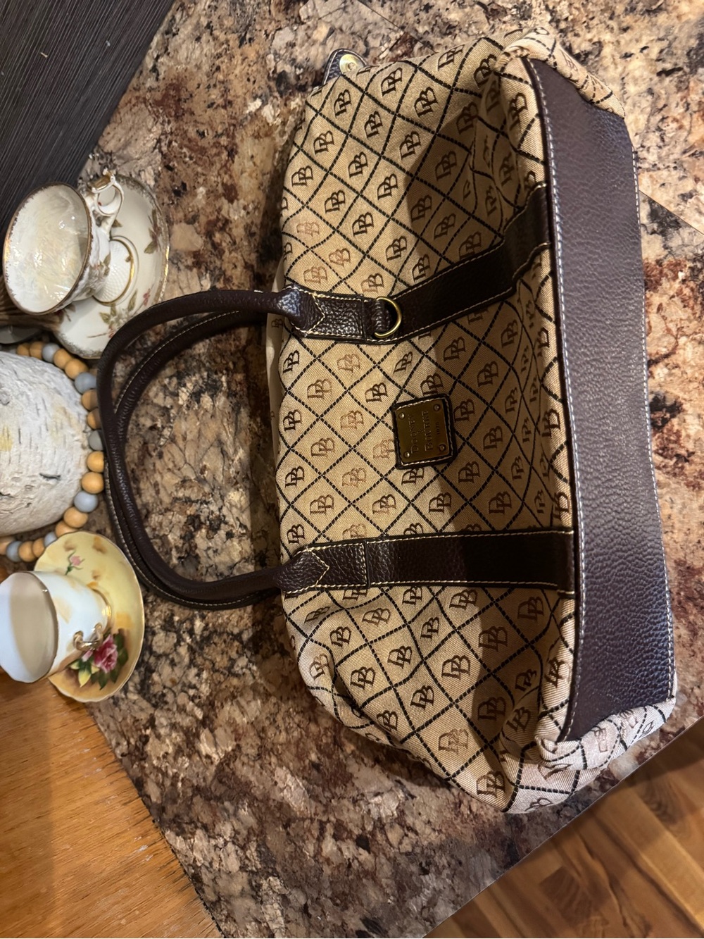 Monogram Beige and Brown Tote Bag - Designer-Inspired Women’s Bag